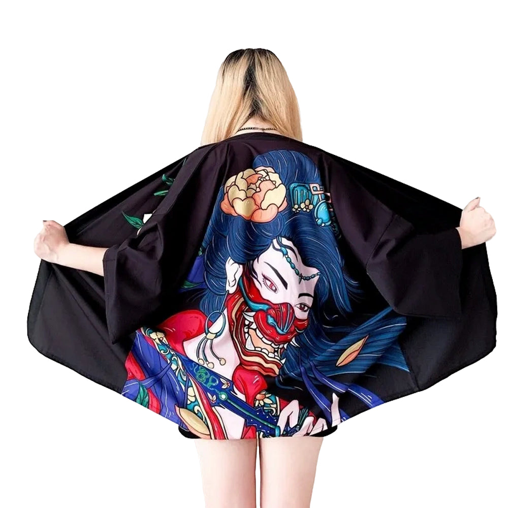 Kimono Leger Femme Geisha avec Masque