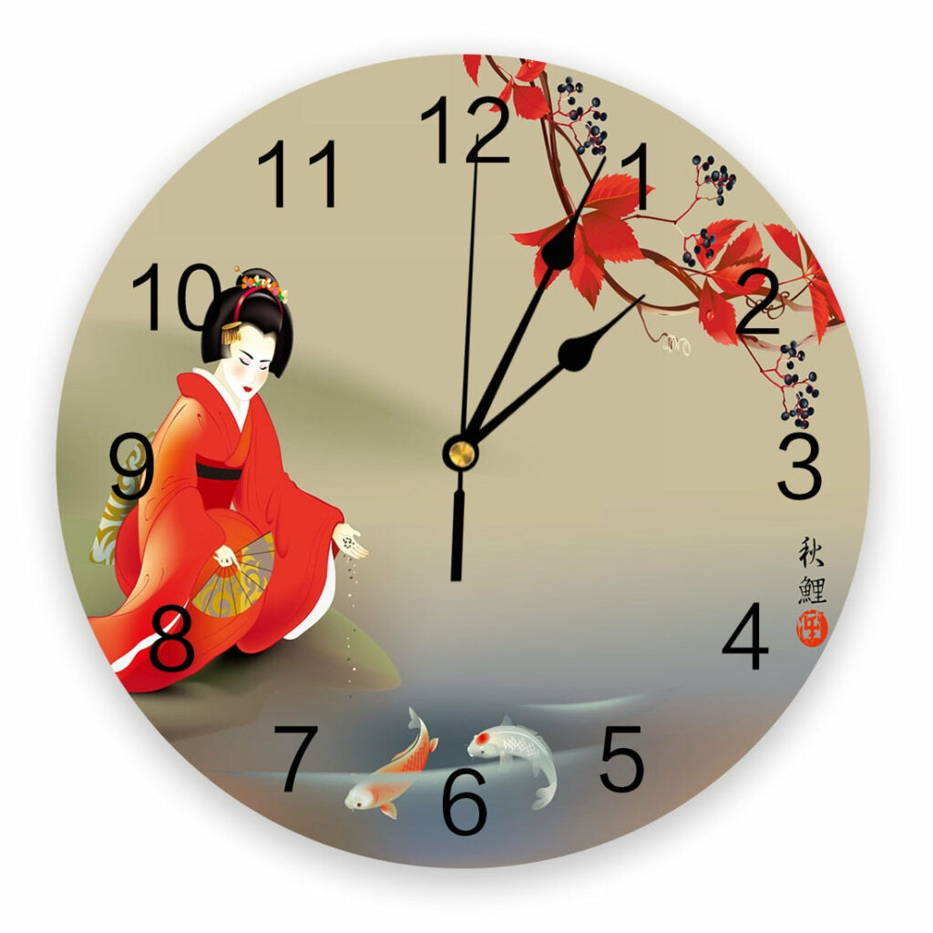 Horloge Murale Japonaise Geisha Japonaise Carpe Diem