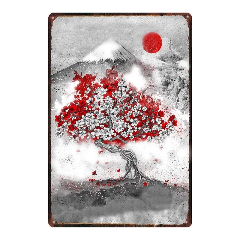 Poster Métallique Arbre Sakura Japonais
