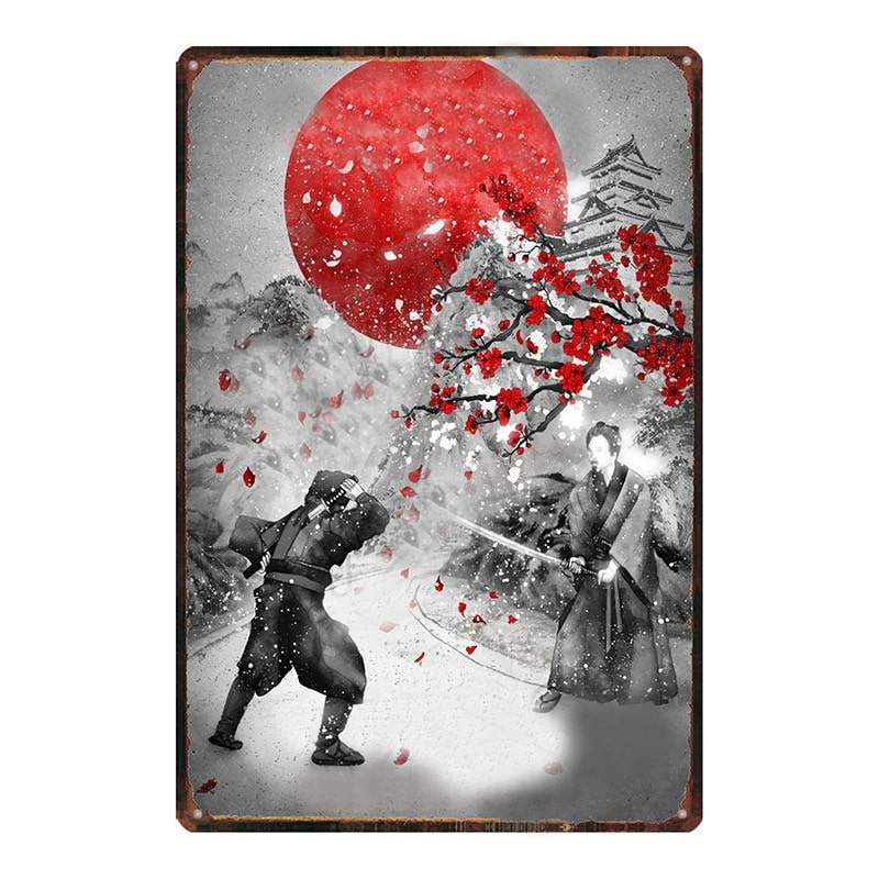 poster-metallique-bataille-ninja-contre-samourai